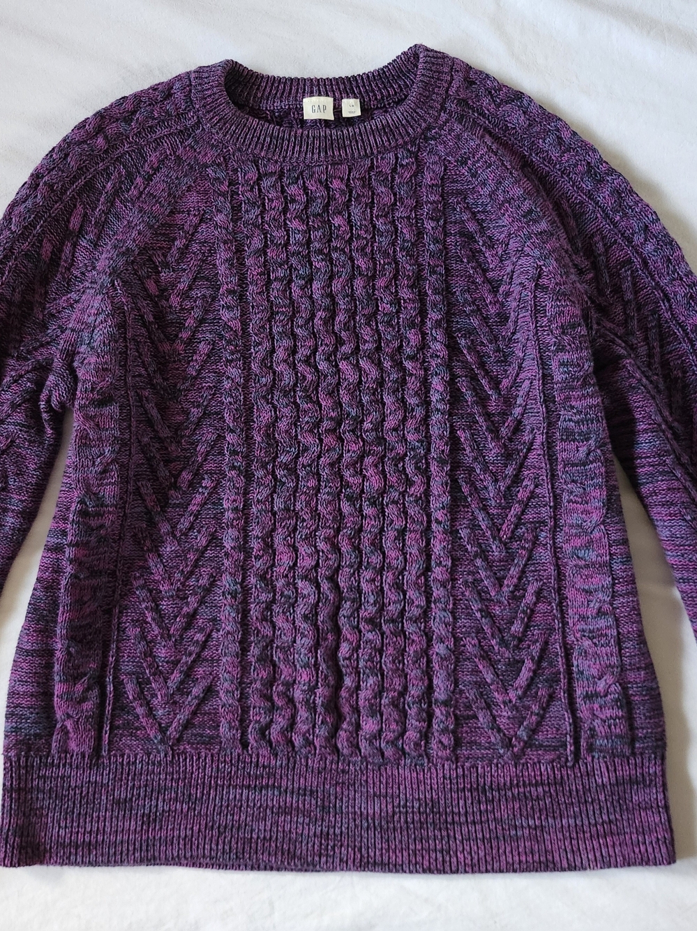 GAP 100% Cotton Purple Cable Knit Sweater